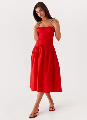 Yvette Corset Midi Dress - Red Sleek Vibe Smart Layers Yvette Corset Midi Dress - Red