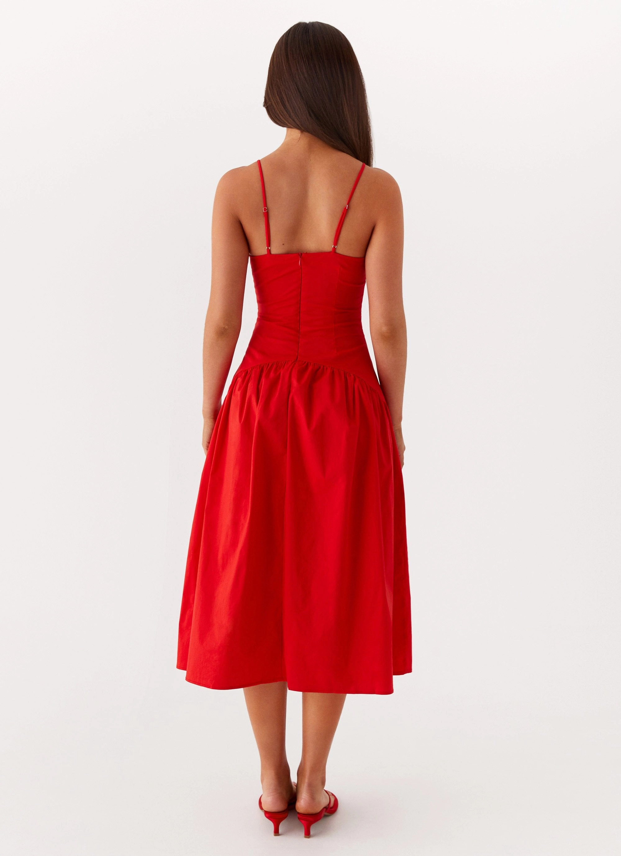 Soft Cut Breezy Fit Yvette Corset Midi Dress - Red