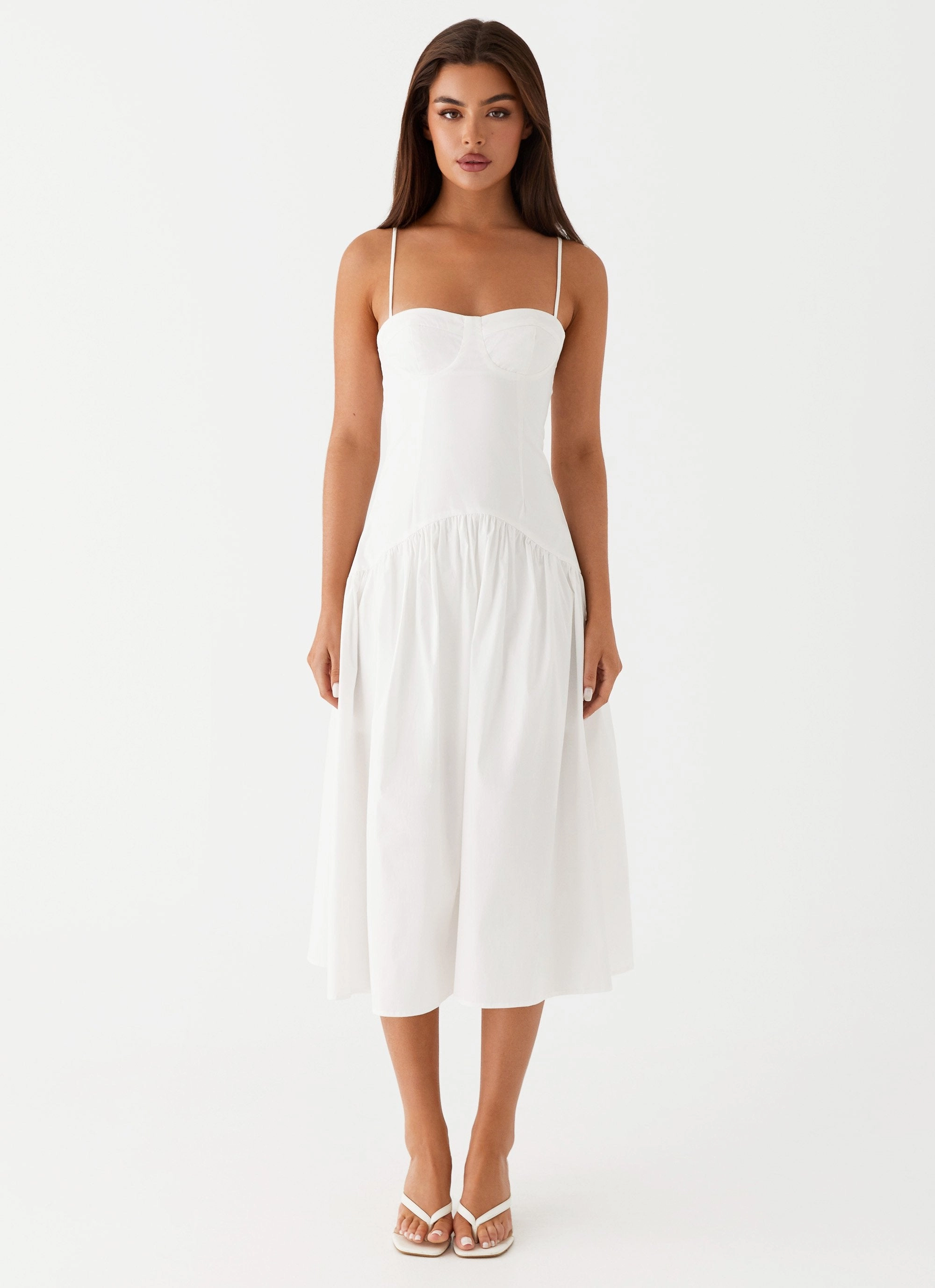 Essential Layer Timeless Comfort Wear Yvette Corset Midi Dress - White