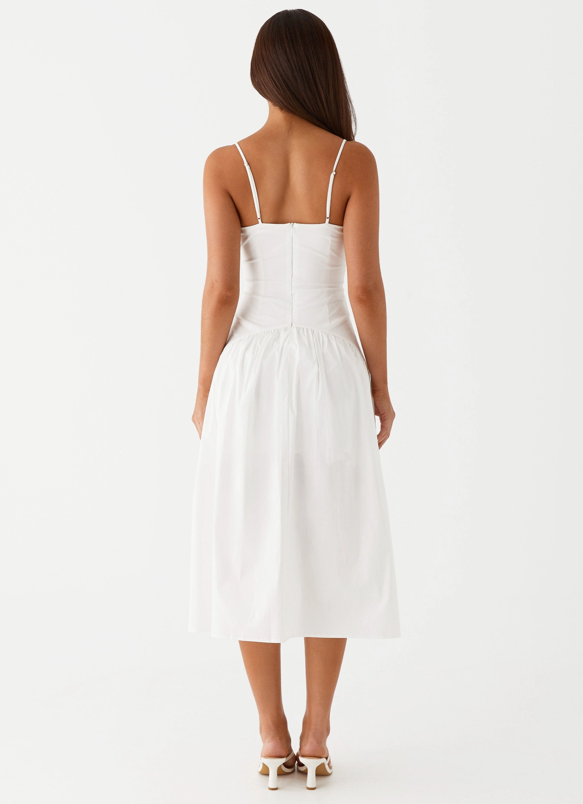 Yvette Corset Midi Dress - White Matte-finish Clean Comfort