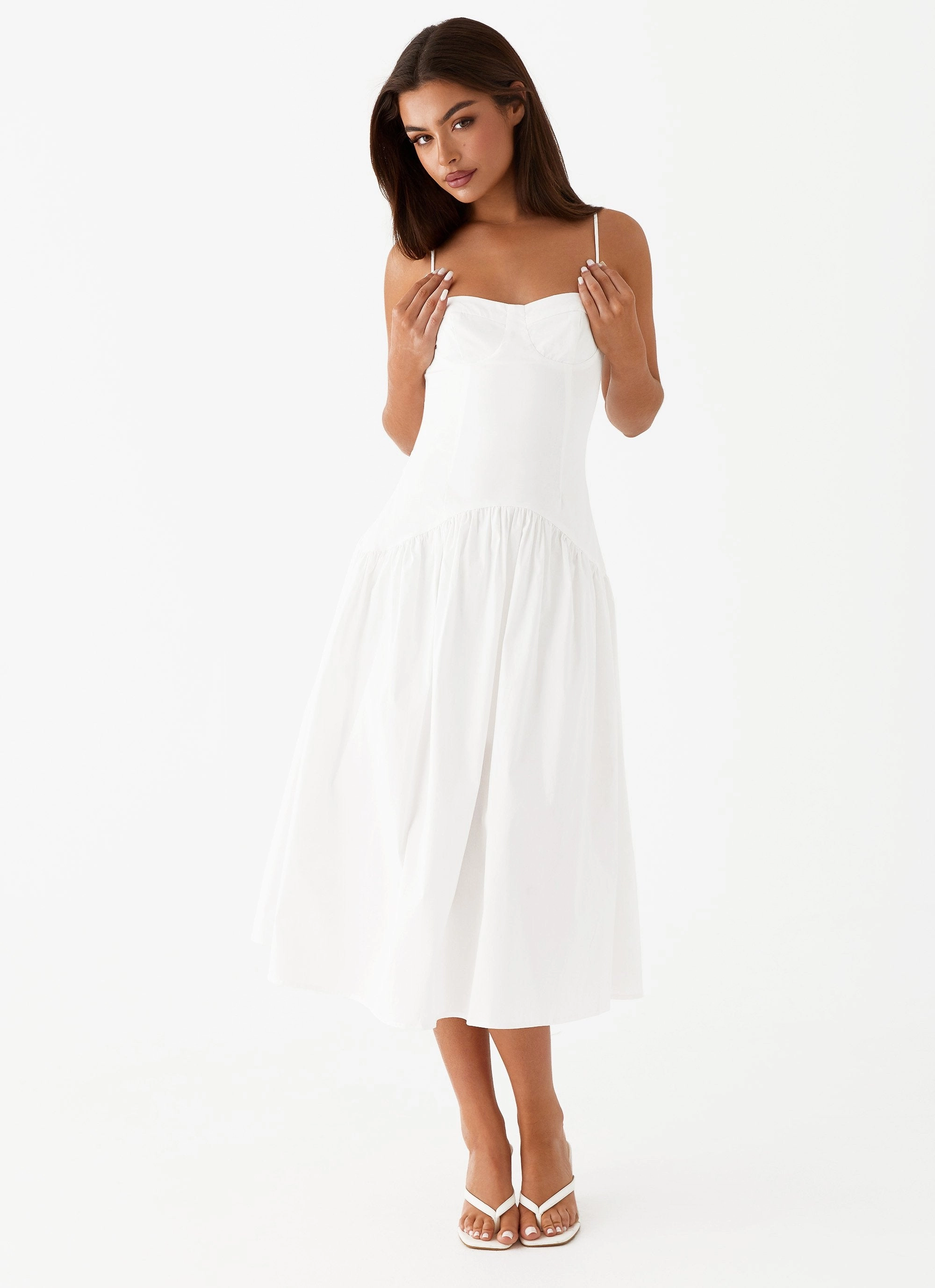 Modern Layering Yvette Corset Midi Dress - White