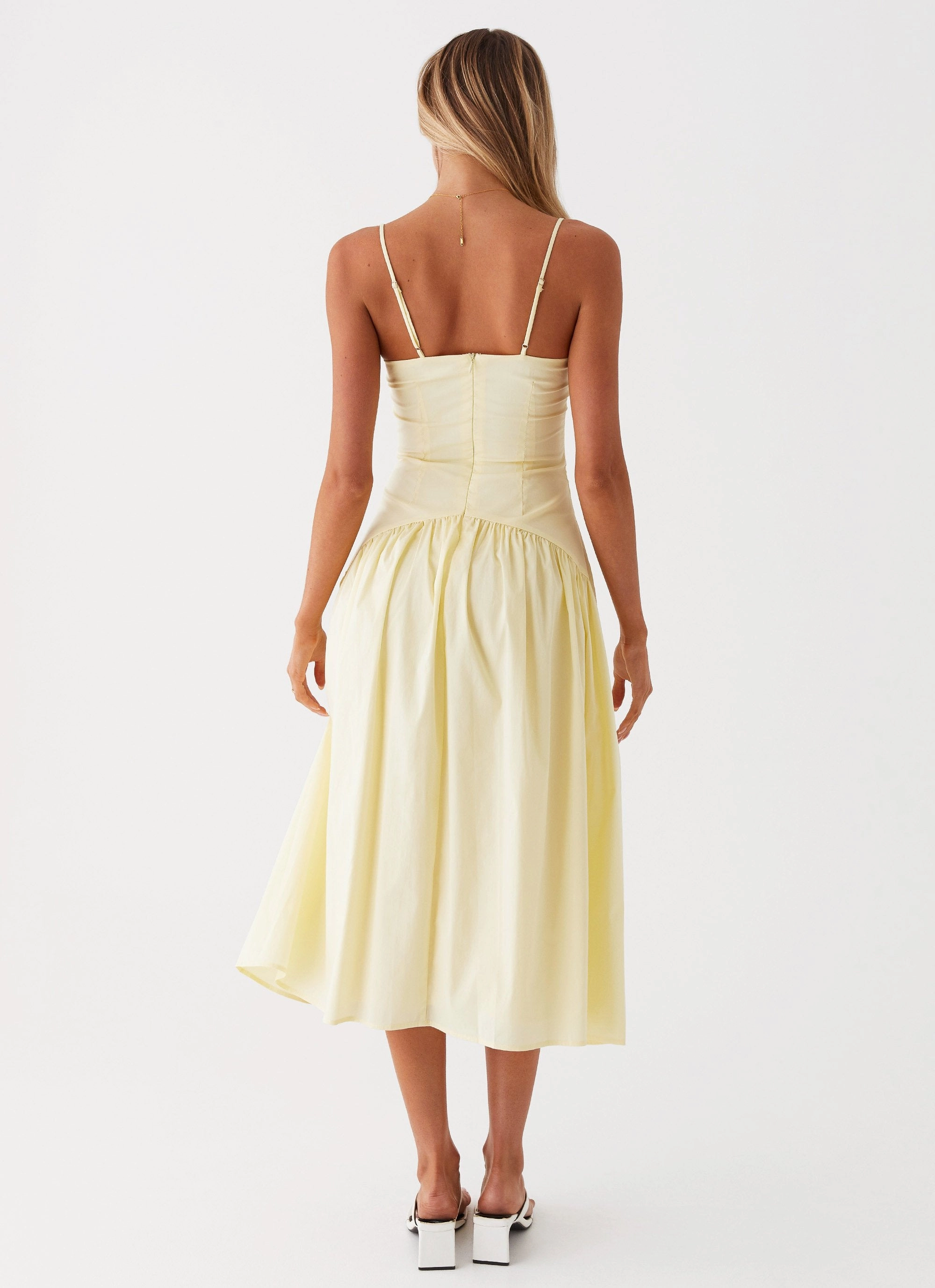 Yvette Corset Midi Dress - Yellow Texture Softness Jewel Tones