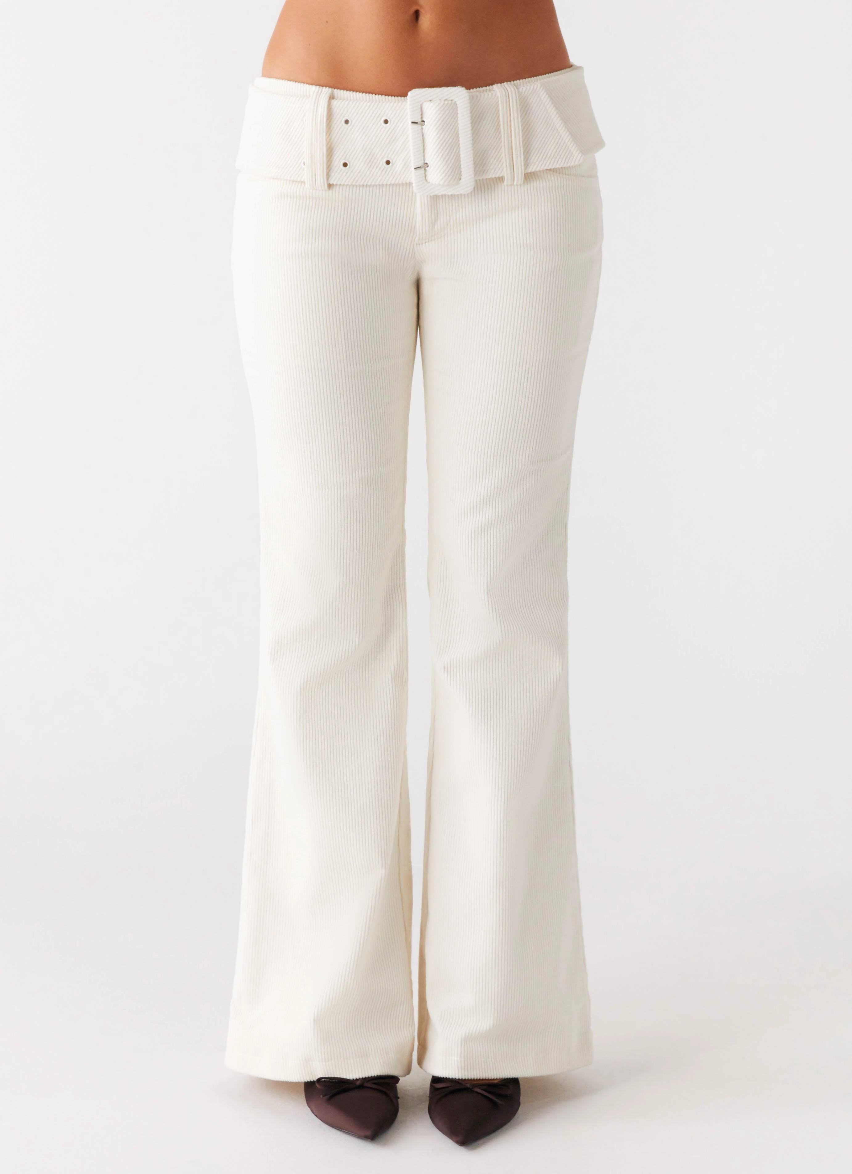Day To Night Stylish Casual Zadie Low Rise Cord Jeans - Pearl