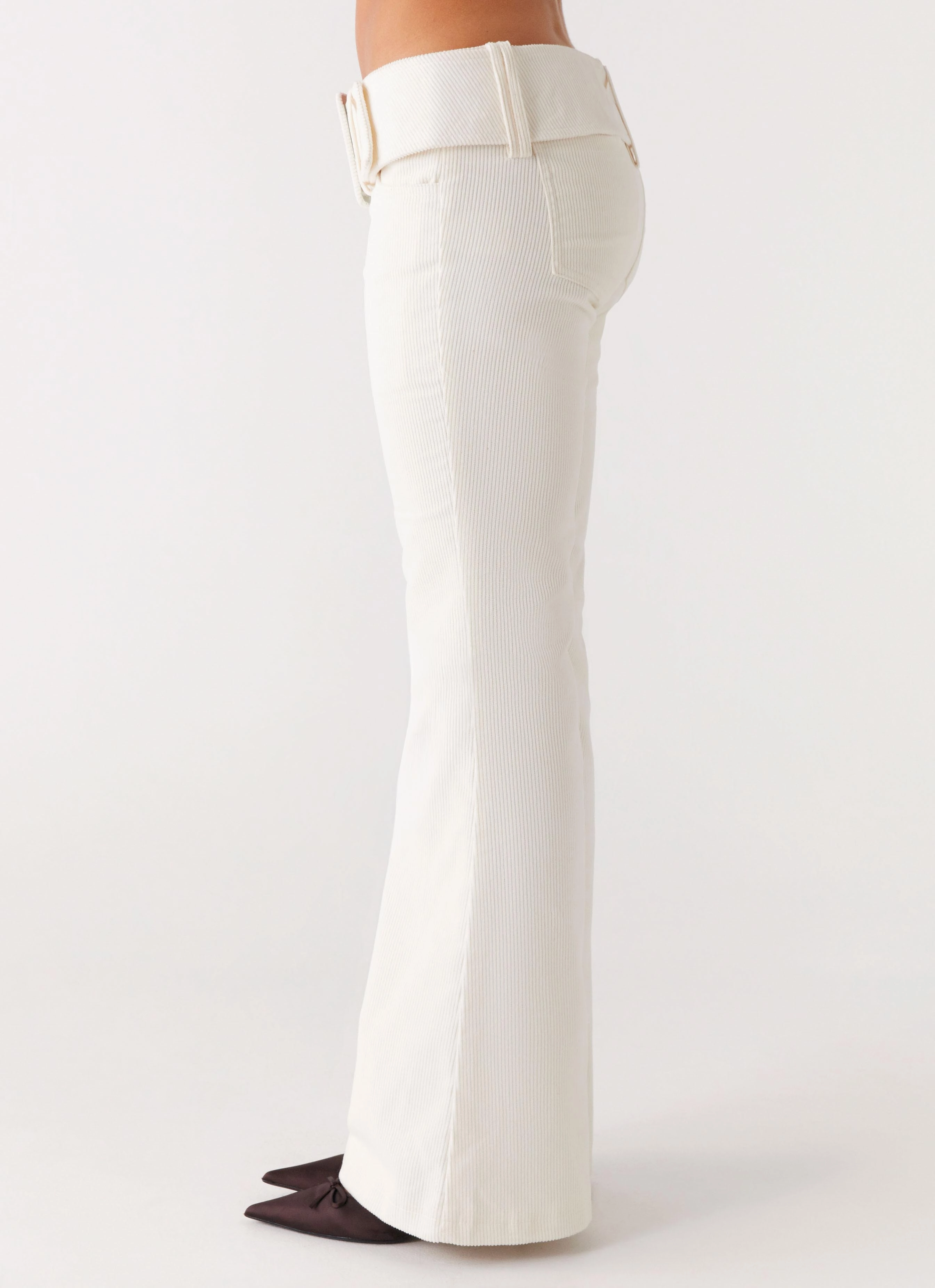 Holiday Vibes Date Night Lightweight Neutral Outfit Zadie Low Rise Cord Jeans - Pearl