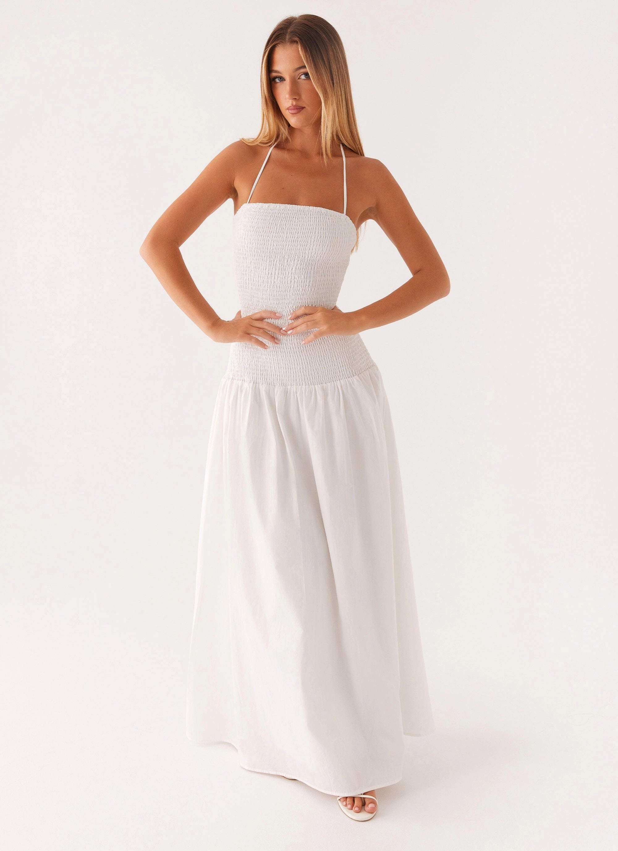 Subtle Drape Zahra Maxi Dress - White