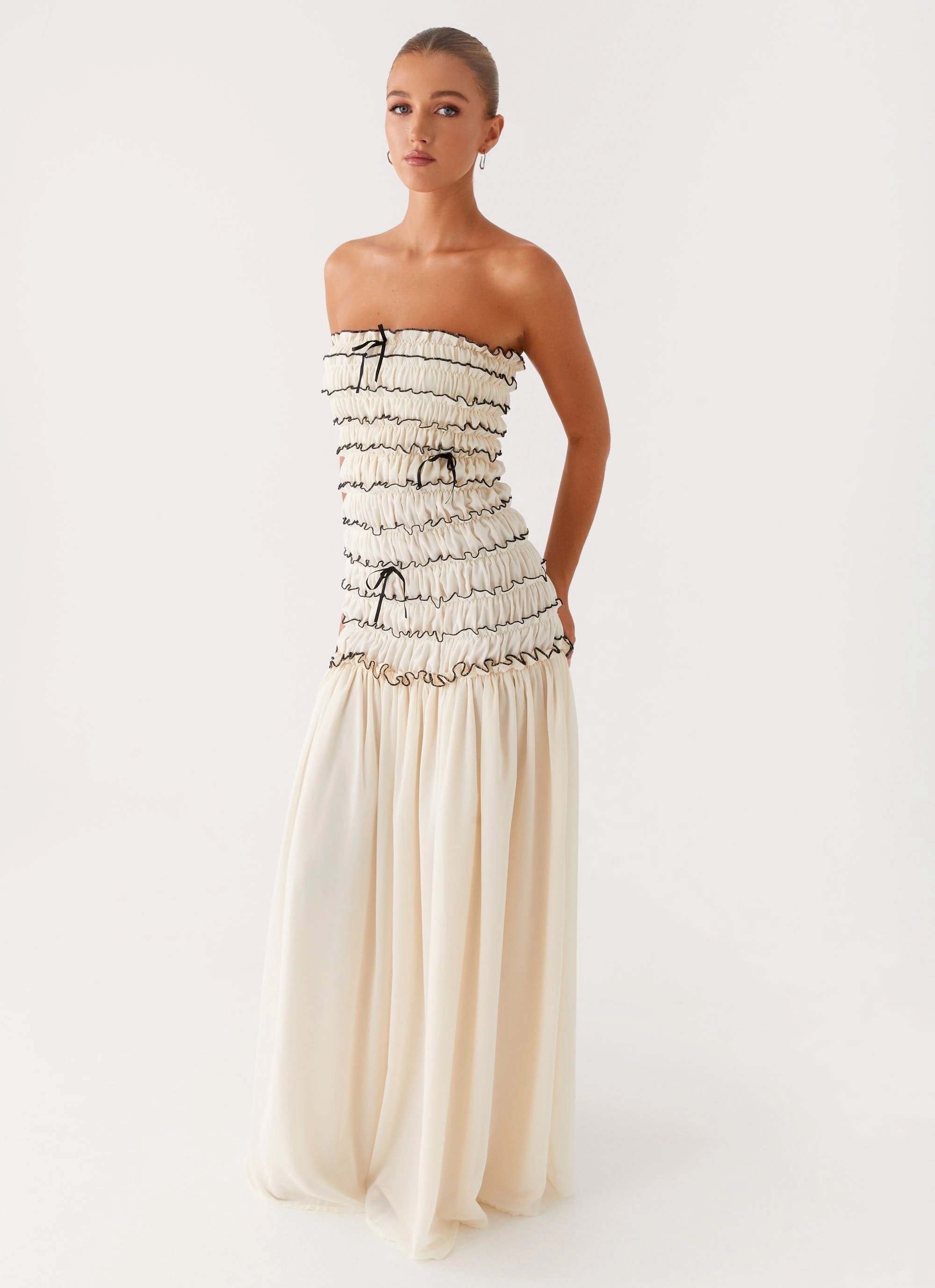 Natural Flow Sophisticated Waist Fit Zariah Maxi Dress - Ivory
