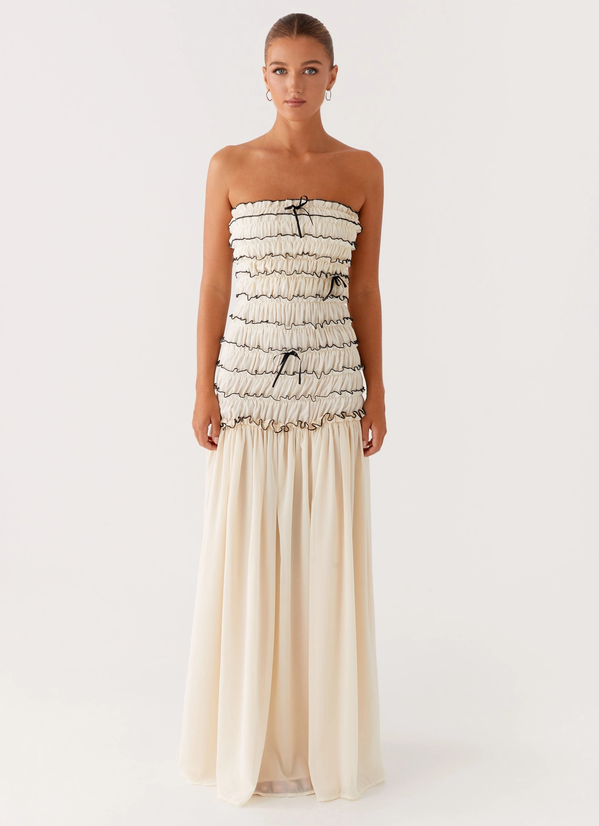 Earth-Tone Zariah Maxi Dress - Ivory