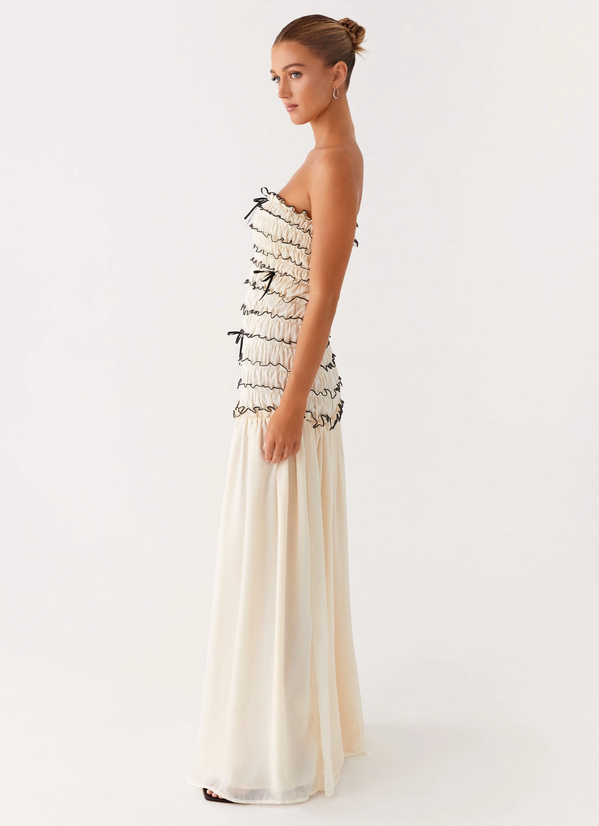 Zariah Maxi Dress - Ivory High-waist Evening Classic