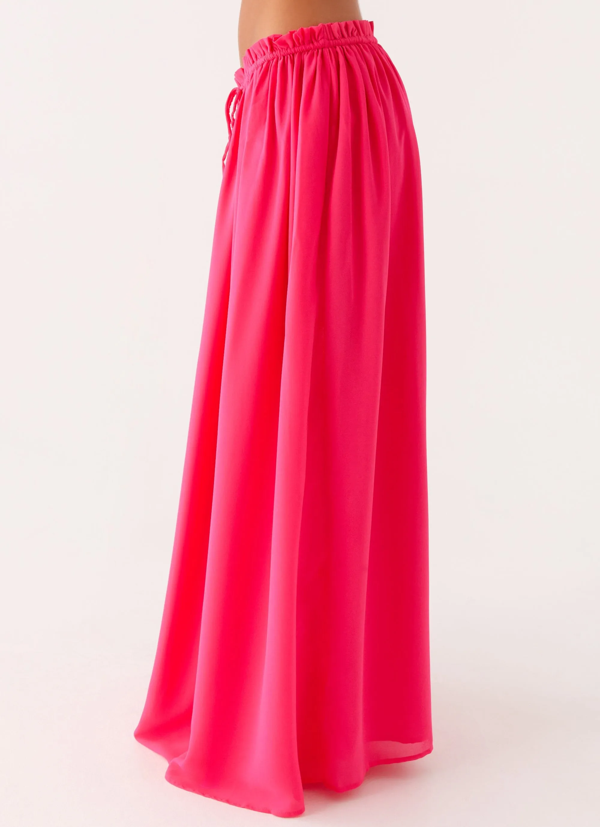 Wrap Front Statement Fashion Zaya Maxi Skirt - Fuchsia