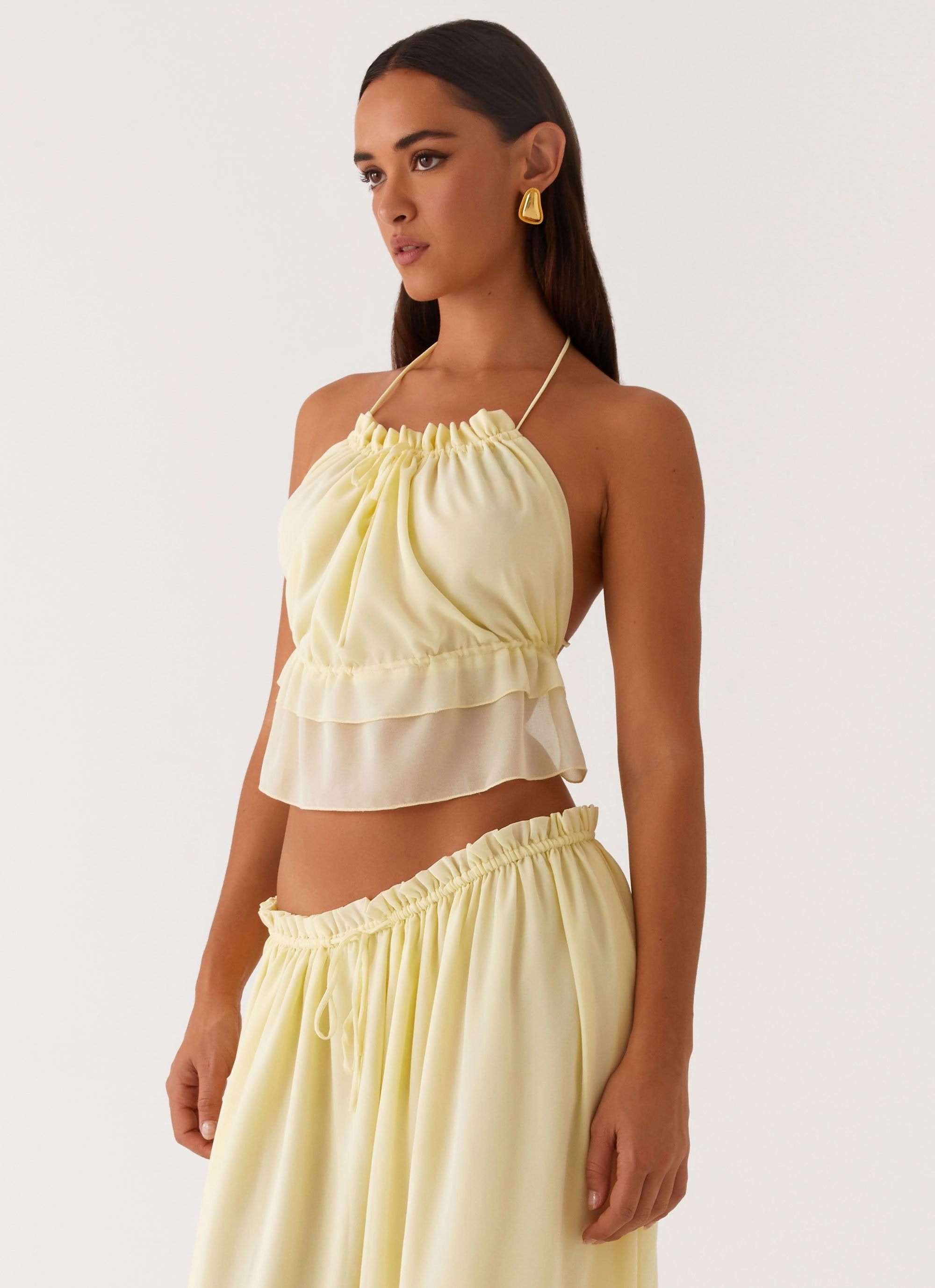 Layered Shoulder Zaya Backless Top - Yellow
