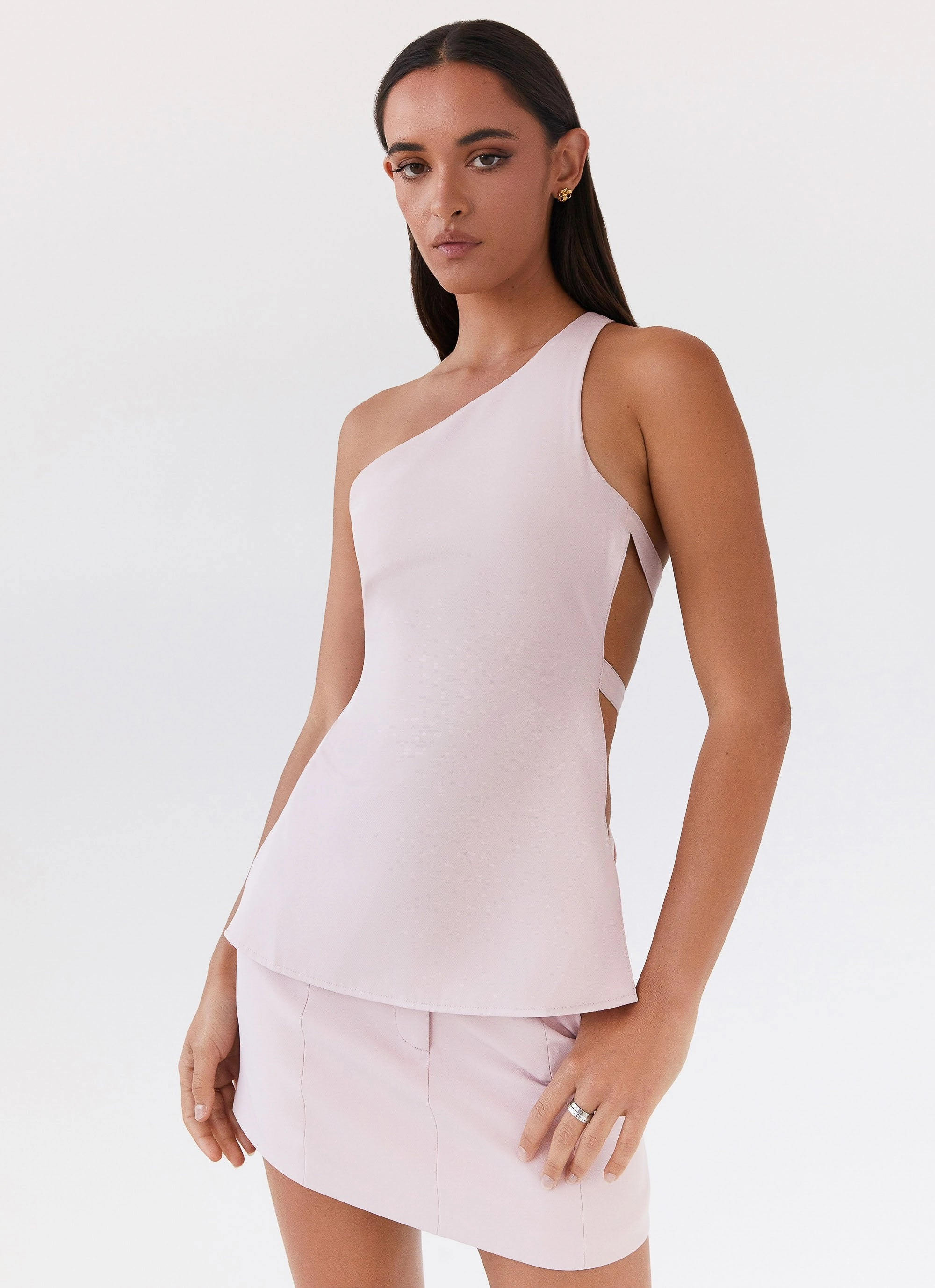 Zeina One Shoulder Top - Pink Modular Layering System Thermal Regulation System