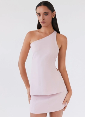 Zeina One Shoulder Top - Pink ReflectiveTrims Tubular Body Construction