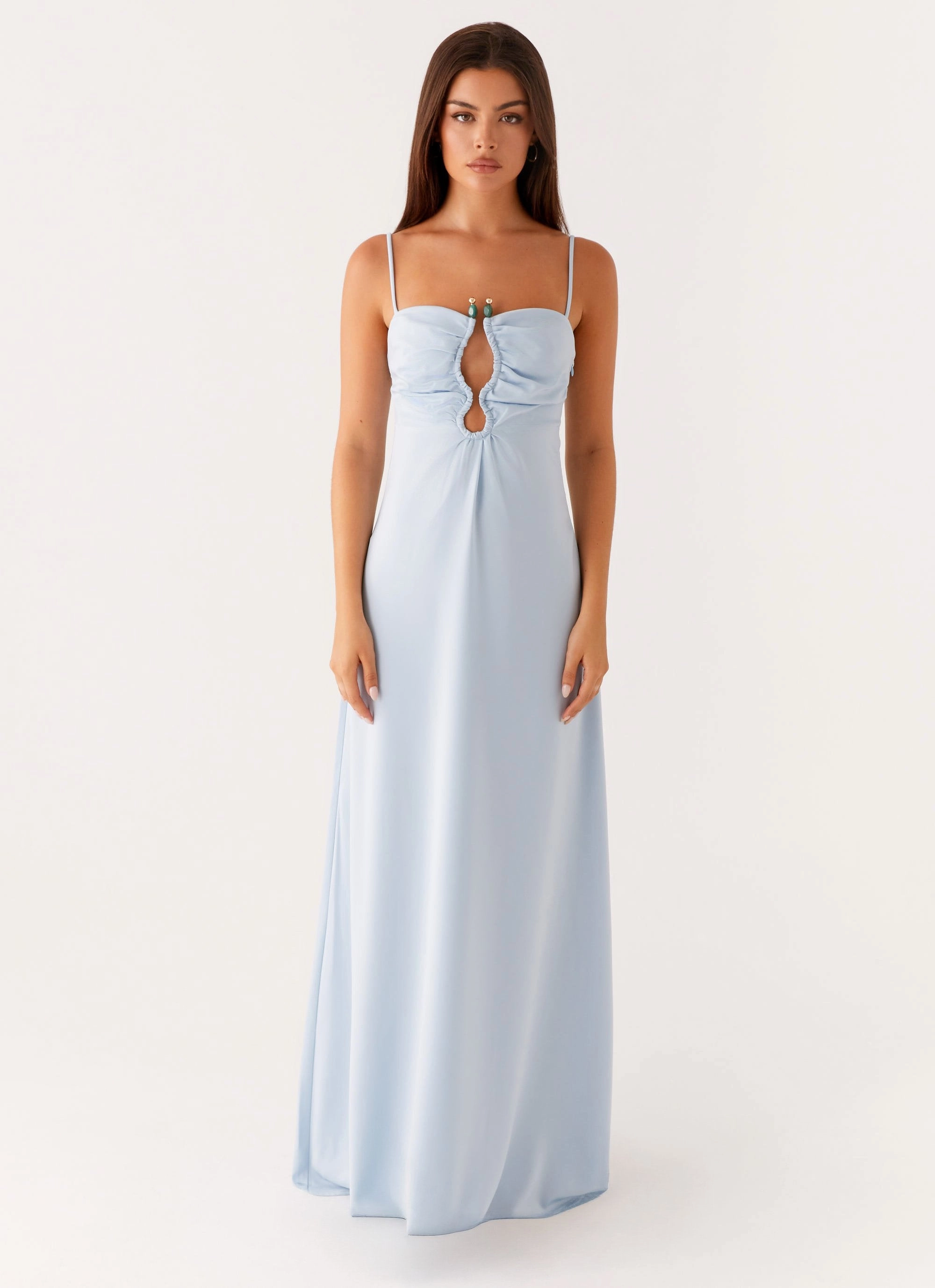 Silky Surface Vibrant Light Zelda Maxi Dress - Blue