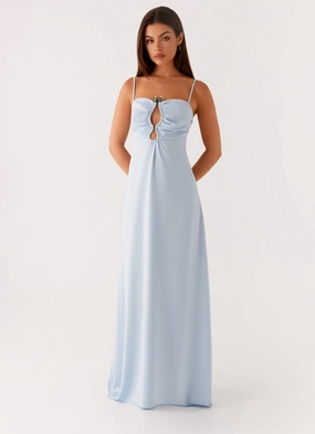 Zelda Maxi Dress - Blue Cozy And Warm Scandi Clean Zelda Maxi Dress - Blue