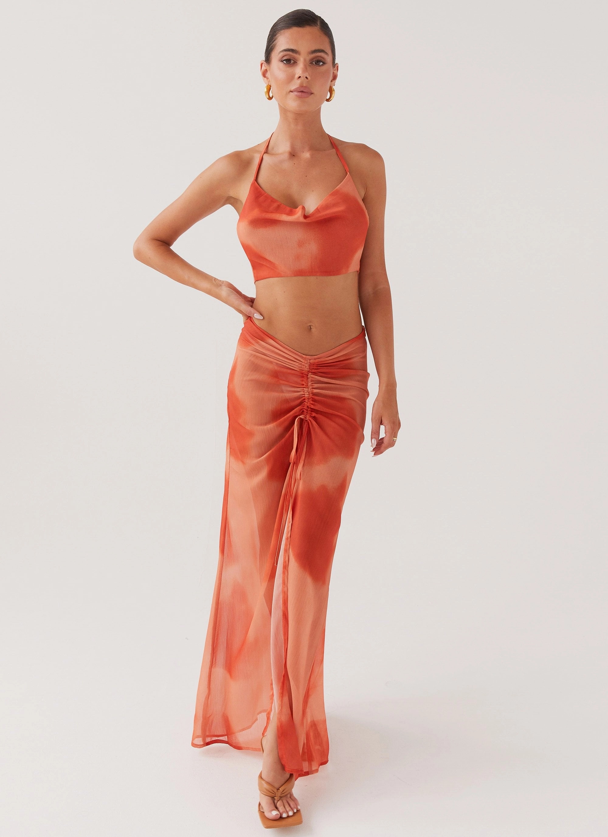 LightweightWeave Zenta Cowl Neck Top - Copper