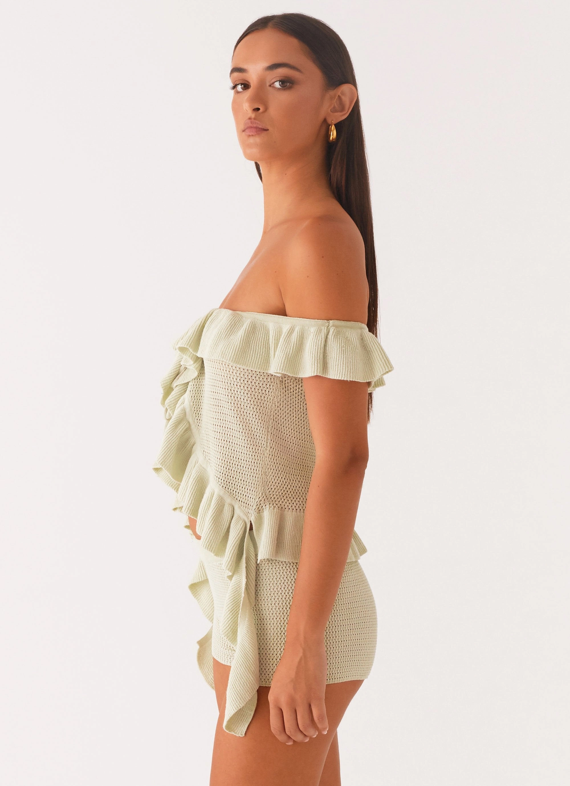 Bonded Seam Technology Bowen Off Shoulder Knit Top - Mint