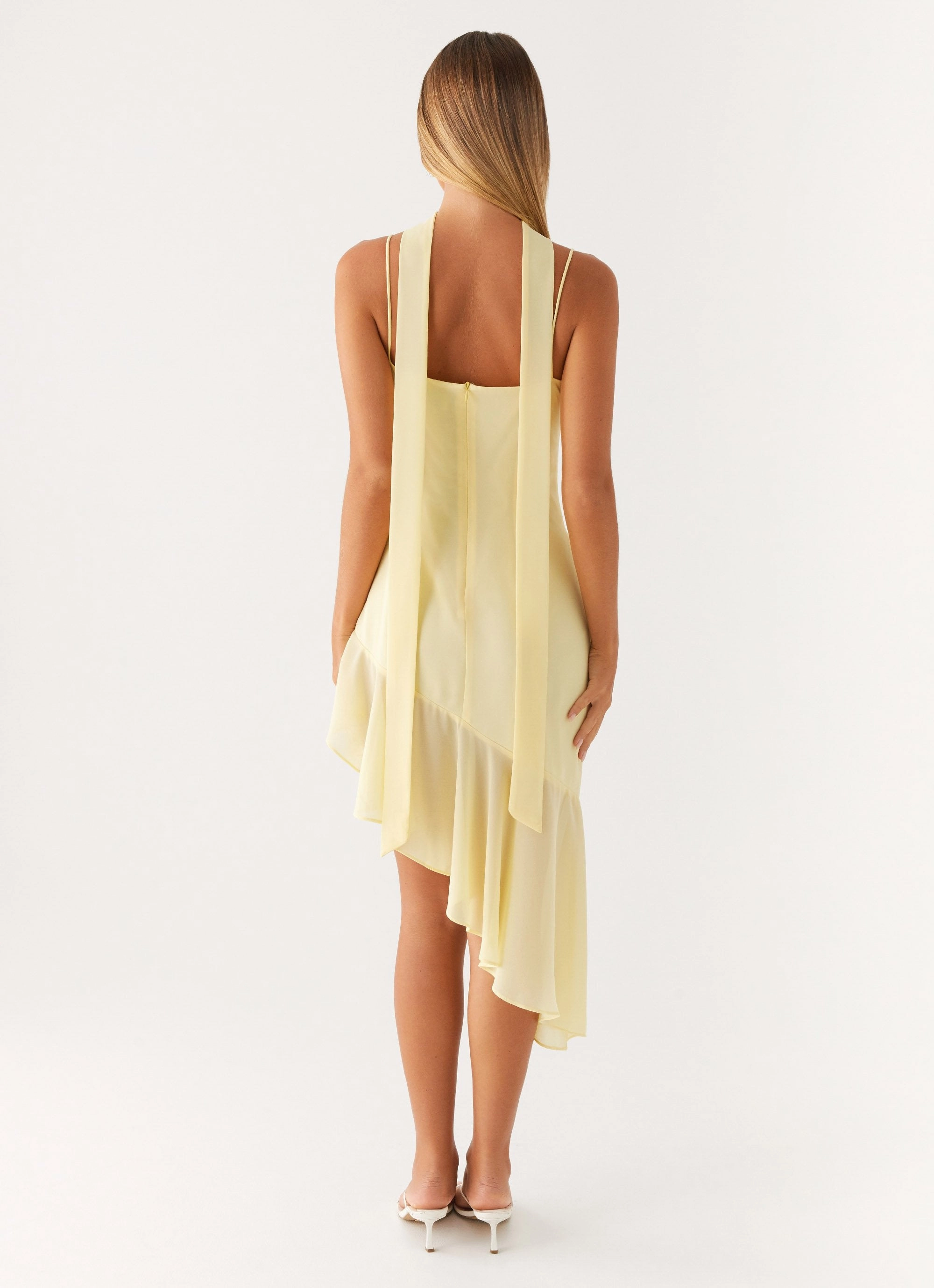 Zesty Asymmetrical Midi Dress - Yellow Fashion Daily Simple Comfort