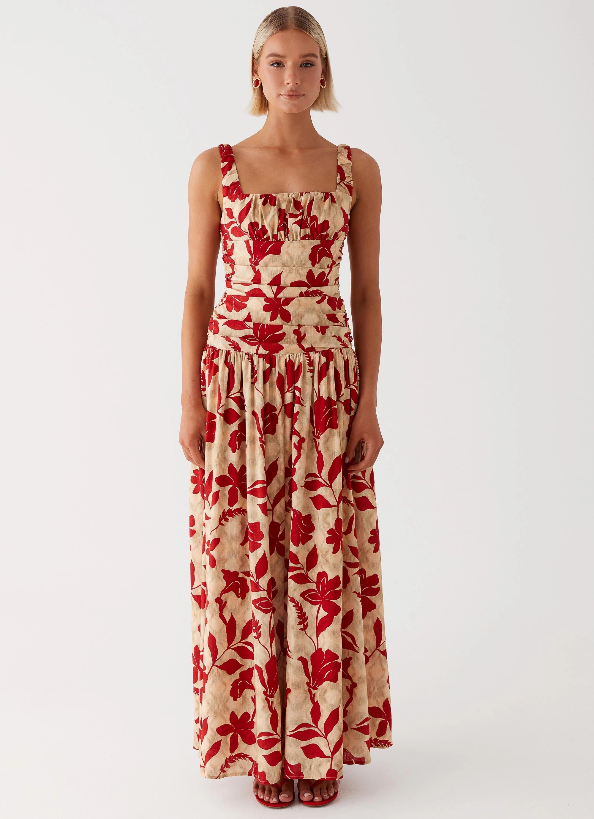 Fall Piece Zinna Linen Maxi Dress - Red