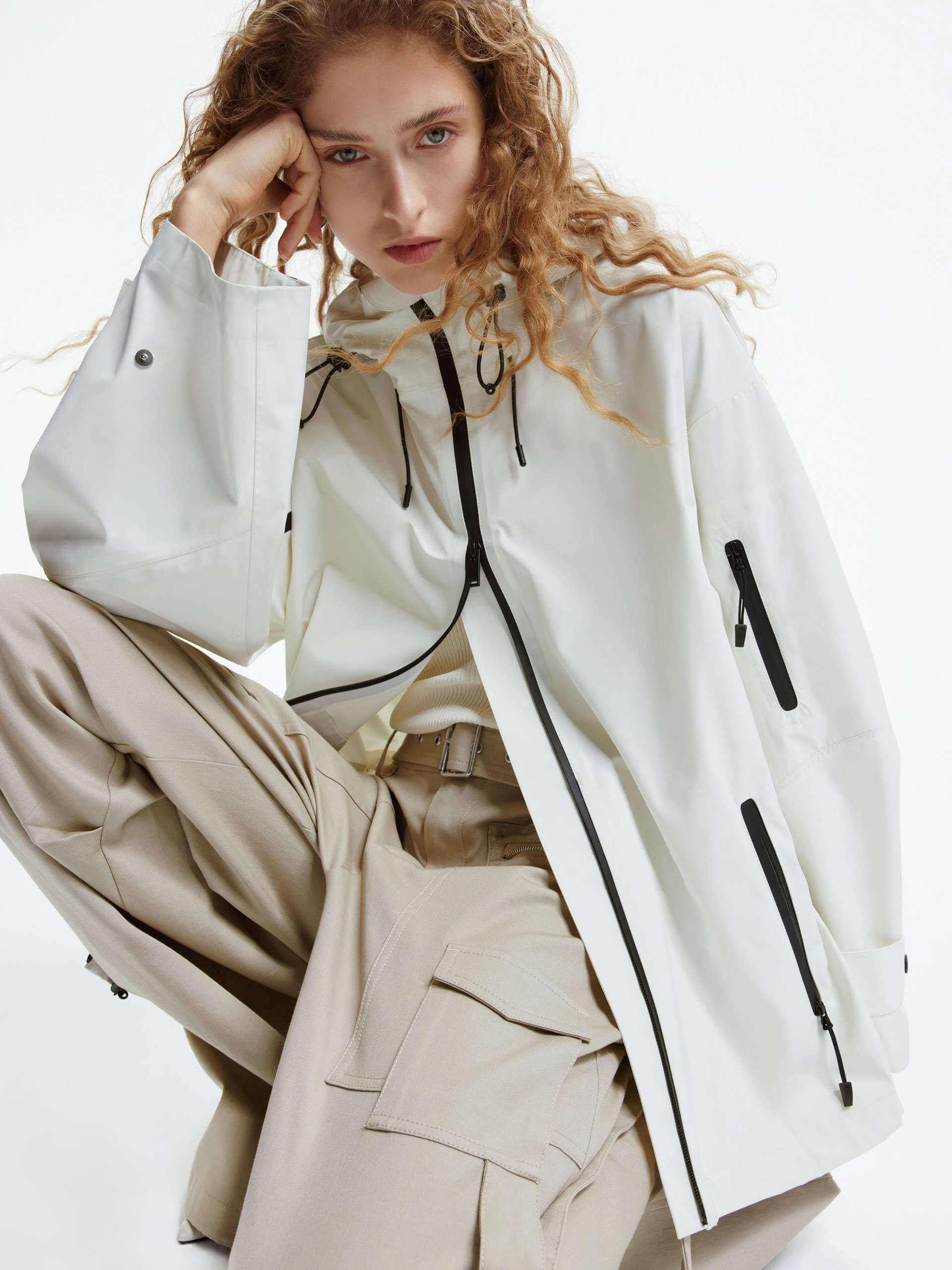 Zipper Detail Hooded Jacket