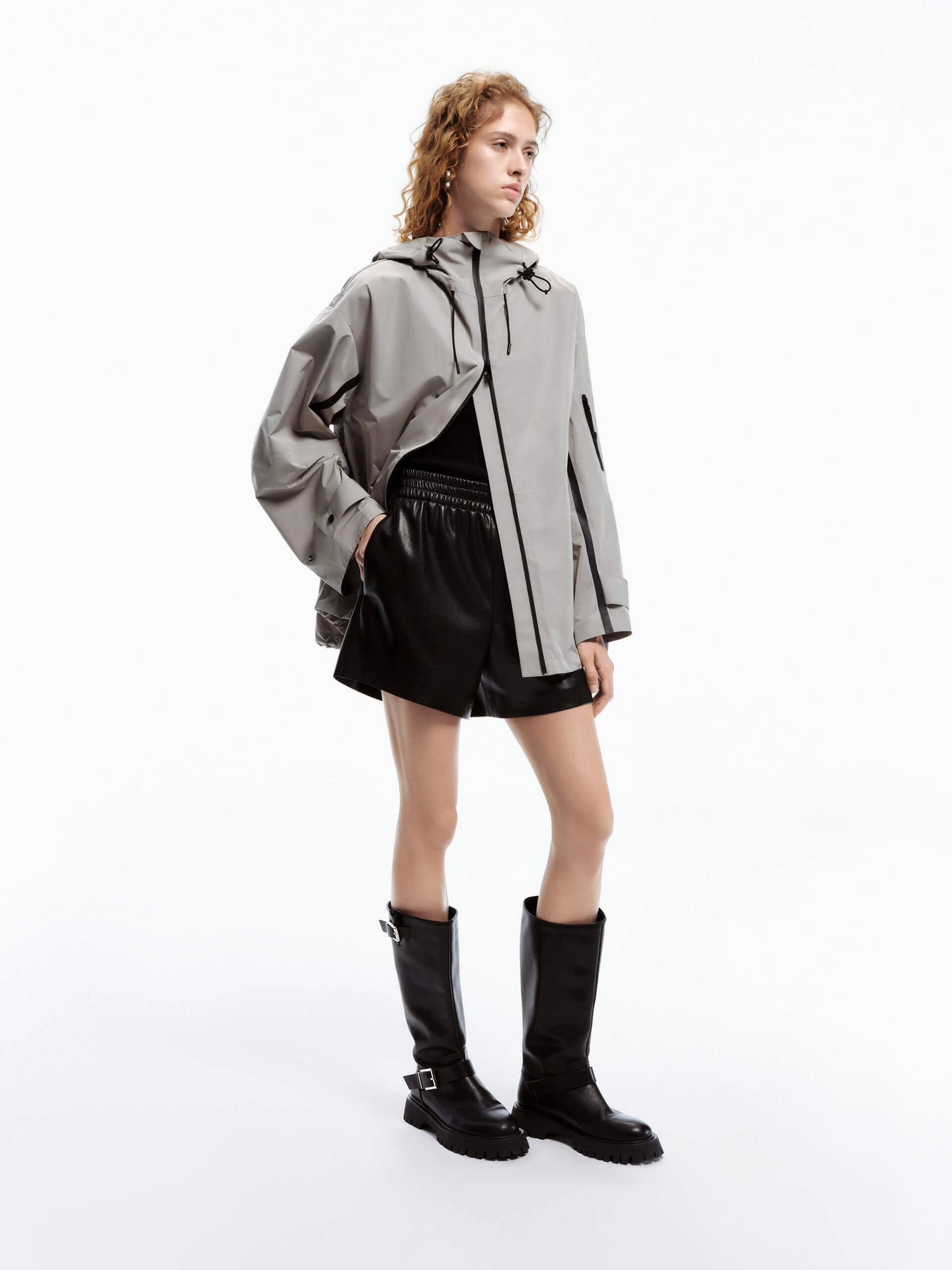 Zipper Detail Hooded Jacket