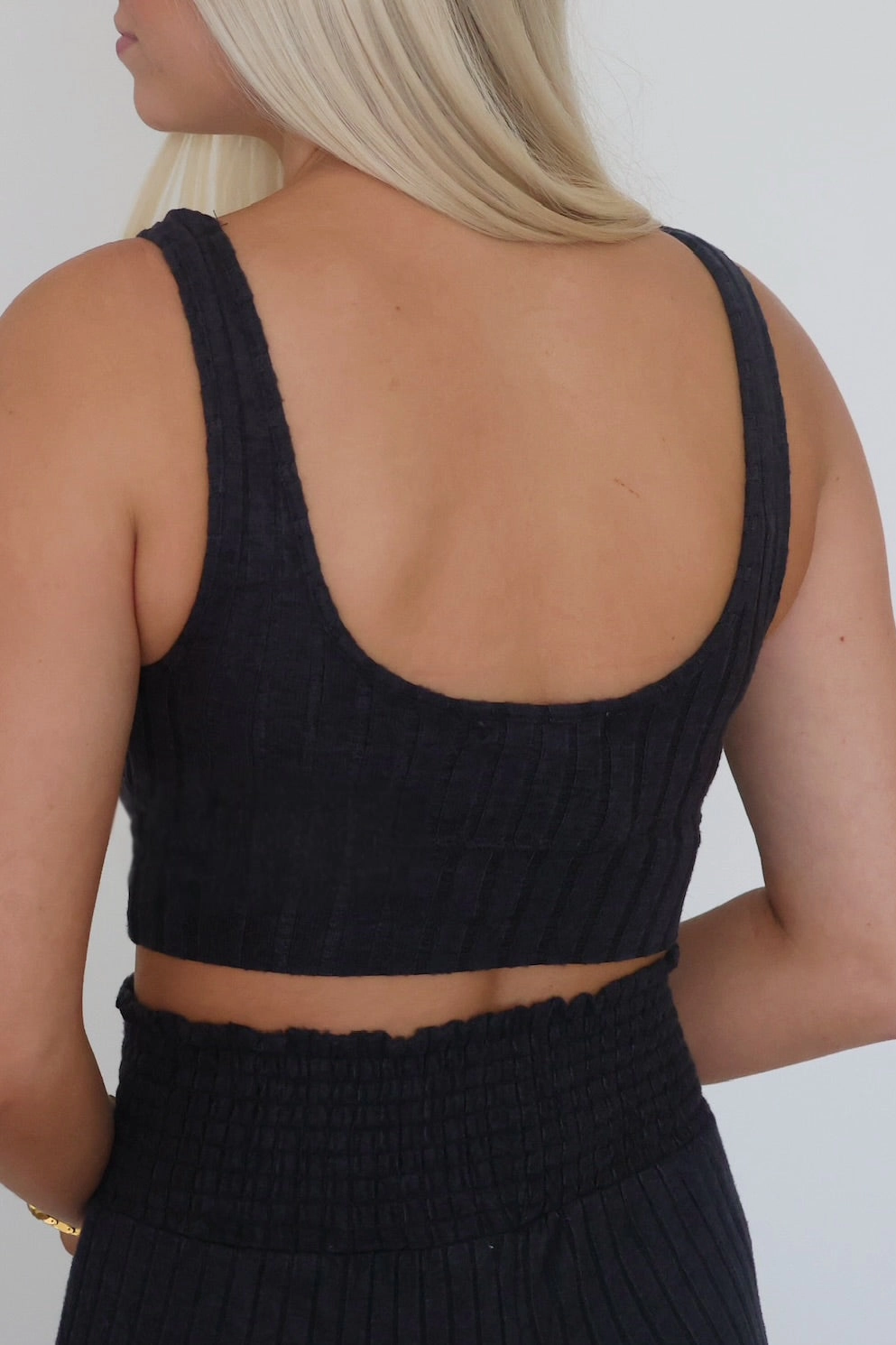 Office Wear Zoe Ribbed Tank Bra - Black Sand