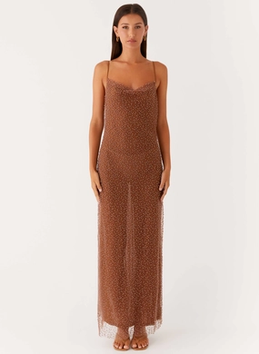 Light Fabrication Smart Tones Zuella Beaded Maxi Dress - Chocolate