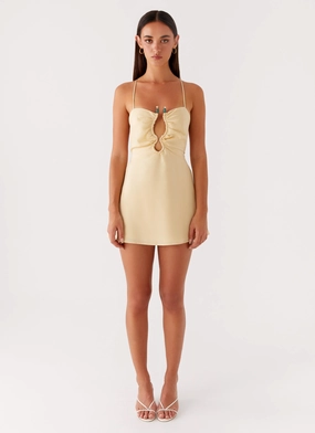 Zuma Mini Dress - Yellow Luxurious Style Evening Tone Light Silhouette Zuma Mini Dress - Yellow