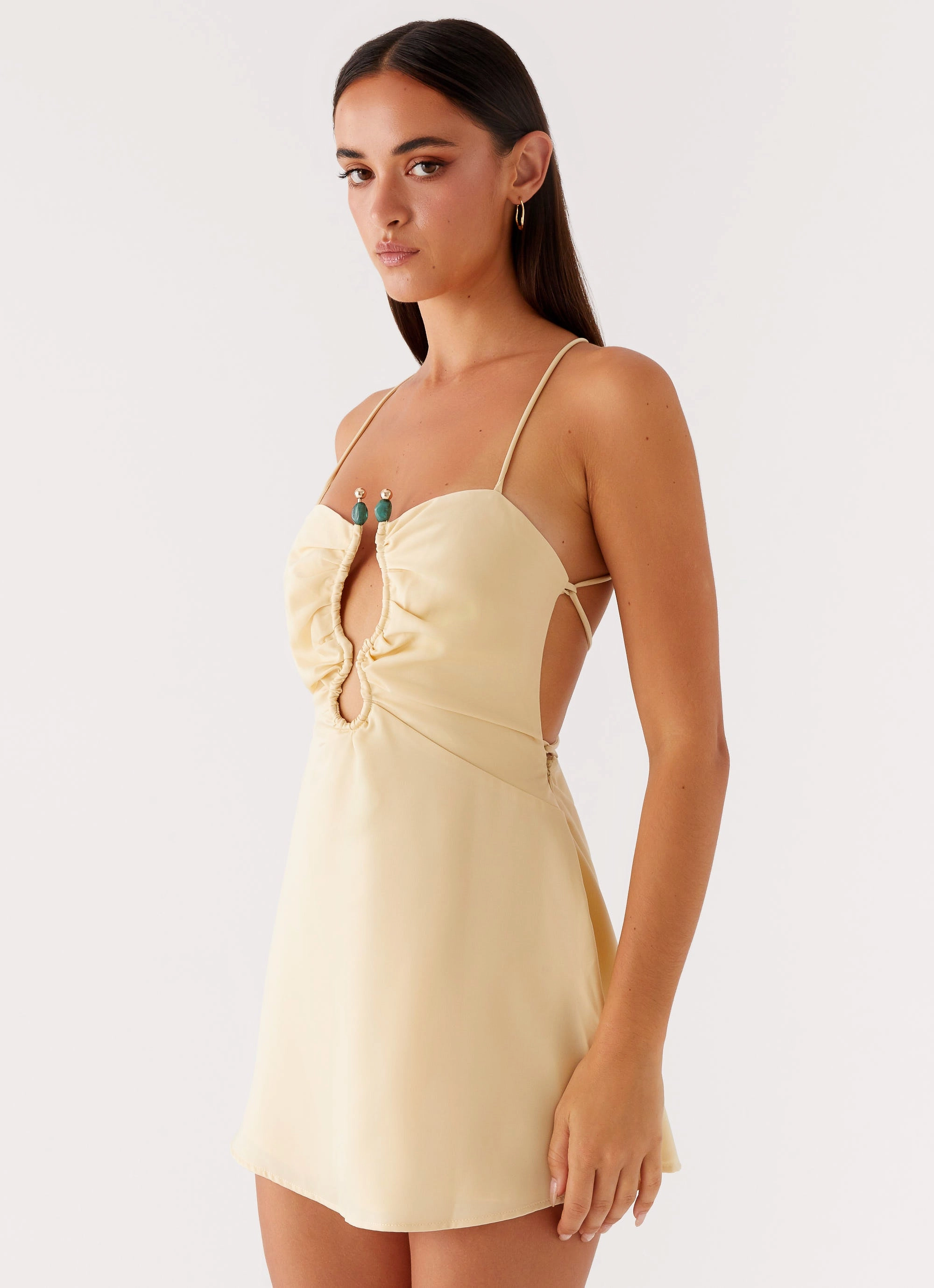 windproof Natural Flow Zuma Mini Dress - Yellow