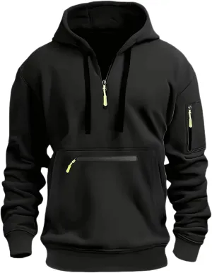 ZYXTIM Half Zip Hoodie for Men USA Printed Tactical Sweatshirt Plus Size Vintage Long Sleeve Trendy Pullover Tops with Pocket